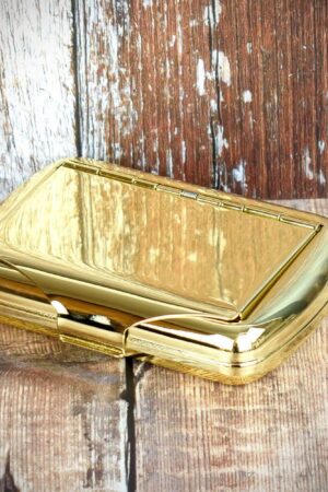 Tobacco Tin with Paper Holder – Gilt Finish